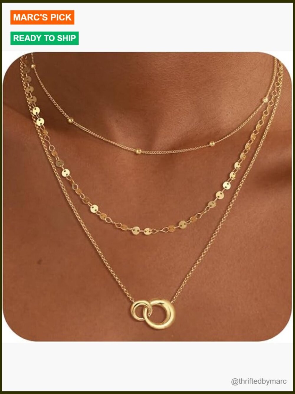 Layered Gold Necklace Set 3-Piece Stacking Choker Chain Necklace Trendy Jewelry
